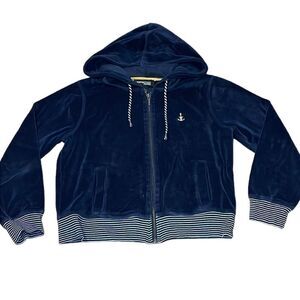 Norton Studio Petites Velour Zip Navy Hoodie, PS